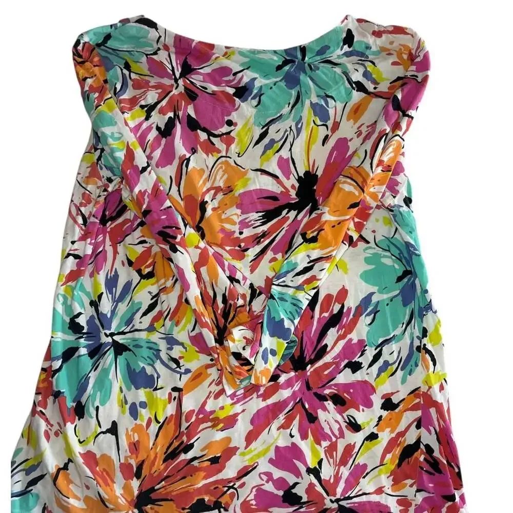 Ruby Rd. Favorites Floral Abstract Print 3/4 Sleeve Boat Neck Top Sz Lg - Picture 3 of 6